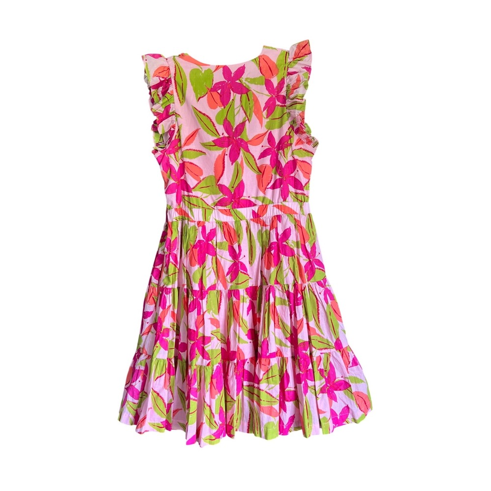Taylor Pink Green Floral Ruffle Tiered Fit and Flare Dress Size Large NWT - Picture 9 of 9